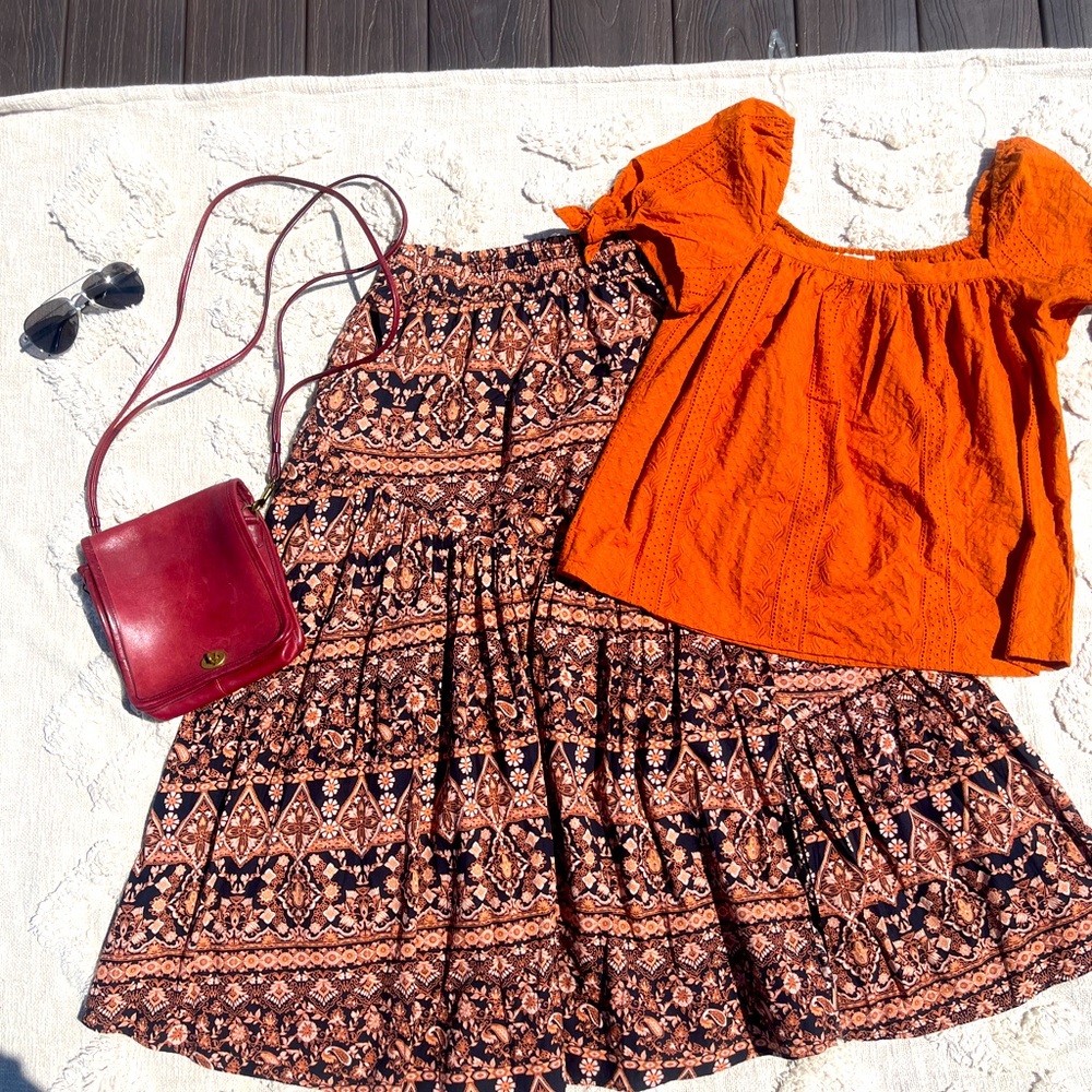 Free people, black and brown skirt, women’s size small